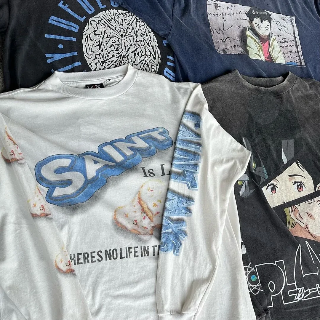SAINT Mxxxxxx HEART COOKIES L/S TEE/WHT Love Oreo printed long sleeves Off-white S-XL Customized co-branded main mark/wash mark Correct version Ready-made garments washed and distressed VINTAGE feeling Top-notch printing technology Perfect restoration